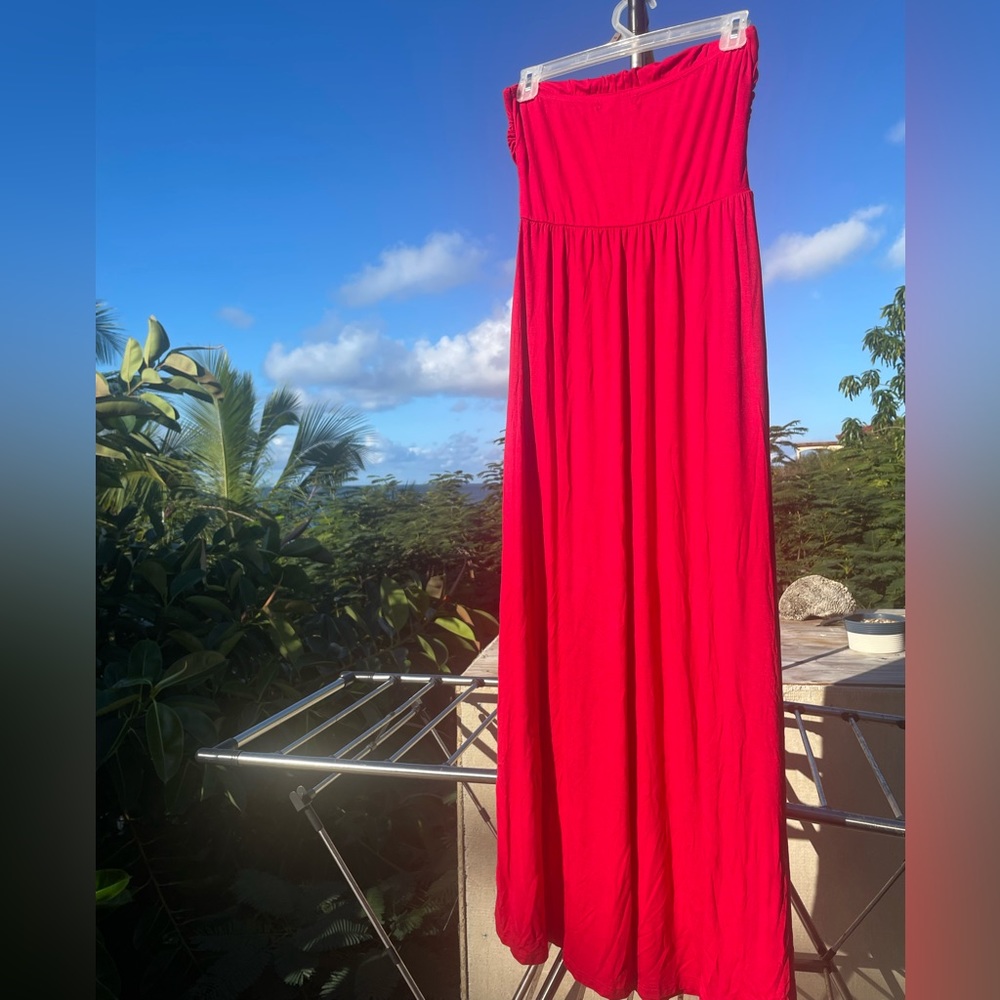 Absolutely red Drape halter dress size L